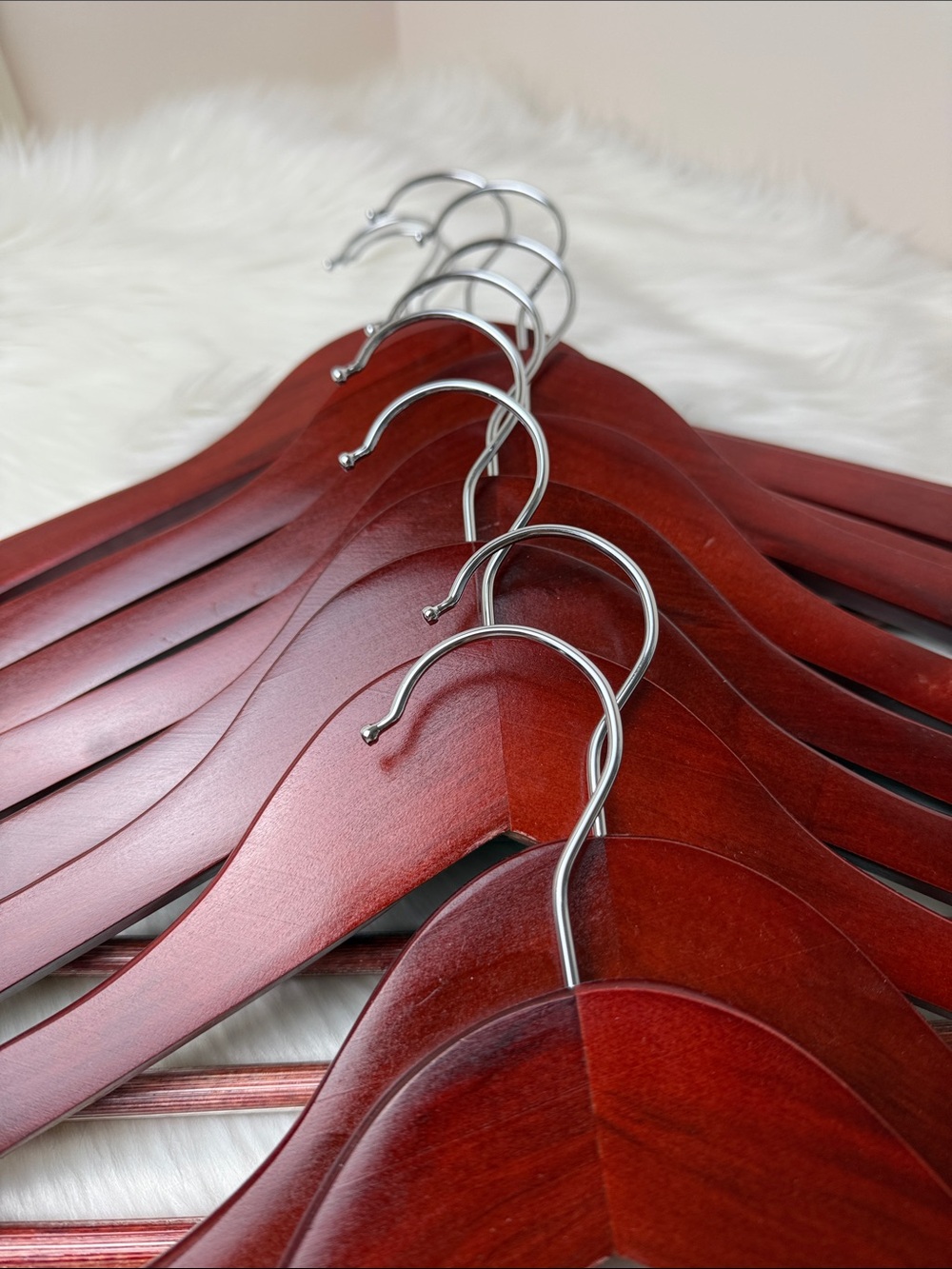 Brookstone Premium Wooden Suit Hangers in Dark Mahogany Cherry - Set of 10 - Picture 10 of 13